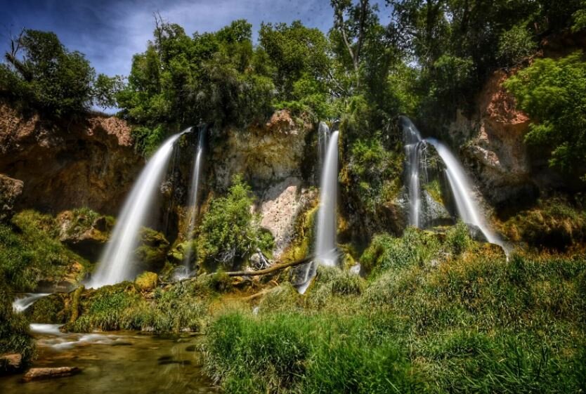 Three waterfalls in beautiful setting